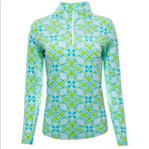 IBKUL Top Long Sleeve Mock Neck Moroccan Tile Golf PickleBall XXL plus size cool